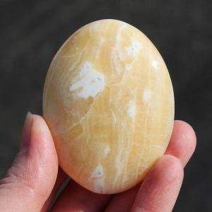 Yellow & White Calcite Palm Stone