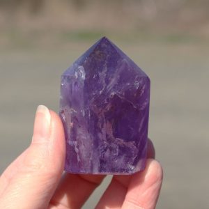 Polished Deep Purple Amethyst Point