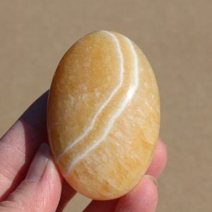 Yellow/Orange/White Calcite Palm Stone