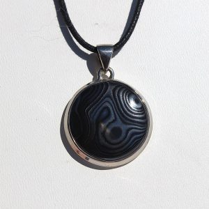 Psilomelane Set in Sterling Silver Pendant