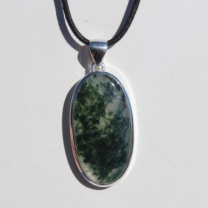 Moss Agate Set in Sterling Silver Pendant