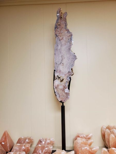 Slim Pink Amethyst Slab on Stand