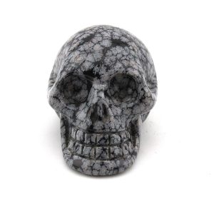 Snowflake Obsidian Skull Carving