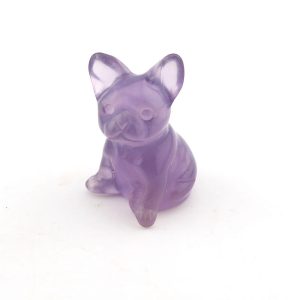 Purple Fluorite French Bulldog Carving